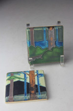 Set of 2 Motawi Tileworks 4x4 Landscape Trees & Mountain picture