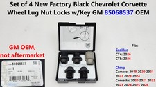 Set 4 NEW Black Factory Chevrolet Corvette Wheel Lug Nut Locks GM w/Key 85068537 picture