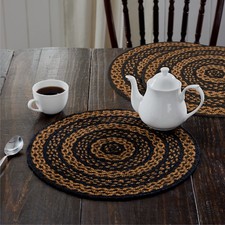 VHC Brands Black & Tan Jute Trivet 15 inch Diameter Set of 3 picture