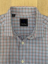 David Donahue Dress Shirt Mens size 16.5  34/35 L /  XL Blue Red Plaid picture