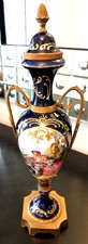 Antique French Gilt Bronze Mounted Hand Painted Porcelain Vase 14” France picture