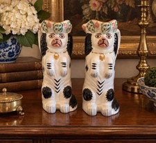 Vintage Staffordshire Style Dog Pitchers. Ceramic Floral Grandmillennial Style picture