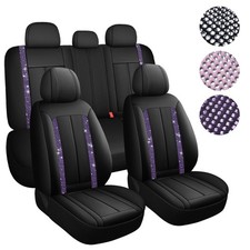 Universal Bling Car Seat Covers Full Set Waterproof PU Leather Interior Sets picture