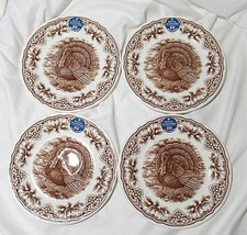 Set of 4 ROYAL STAFFORD TURKEY Salad Plates Thanksgiving Made in England🎃 picture
