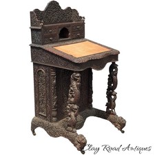 antique anglo Indian carved Paduak desk davenport 19th century secret drawer picture