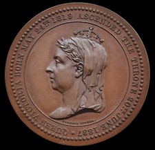 1887 Queen Victoria Jubilee Medallion Coin by Pinches London BHM#3276 36mm picture