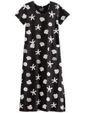 M.MAC Pearly Seashells Cotton Knit Ankle-Length Dress With Pockets, Color: Black picture