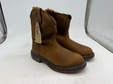 Rocky Original Ride Roper Western Boots Men's Tan Leather Cowboy - 9.5 WIDE picture