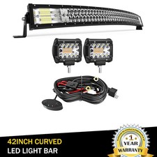 42 Inch Curved 5D LED Light Bar 240W & 2X 4 Inch 60W LED Pods Off Road Light Kit picture