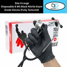 1000 Pcs 6 Mil Black Exam Nitrile Gloves, Powder and Latex Free, Size: X-Large picture