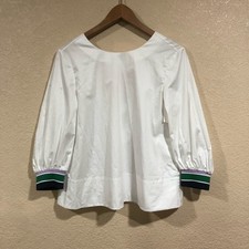 NWT Tibi white tech poplin popover with cutouts and snaps on back picture
