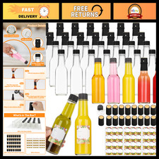 35 Pack 5oz Glass Hot Sauce Bottles with Lids, Inserts & Shrink Caps - Perfect f picture