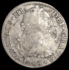 Mexico Spanish Colonial 8 Reales Carol Carolus III 1788 Mo FM Chinese Chopmark picture