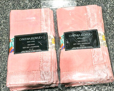 Cynthia Rowley New York Pink Napkins Set of 8 20x20 Cotton Silver Metallic... picture
