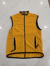 Vintage Nike Yellow Fleece Vest Full Zip Black Trim Reflective Stripe Y2K picture