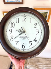 1920s Antique International Time Recording Co. Wall Clock w/ Wood Case *WORKS* picture