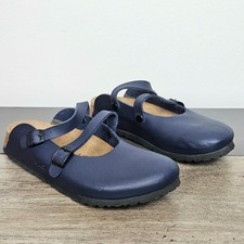Birkis by Birkenstock Dorian Clogs Sz 41 US 10 Navy Blue Double Strap Mary Jane picture