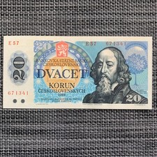 Czechoslovakia 20 Korun Banknote Money 1988 Komensky Prague Students Currency picture