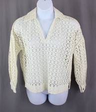 Alix of Bohemia Women's Cream 100% Cotton Dylan Clover Eyelet Long Sleeve Top L picture