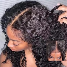 FACMOOD 4C Edges Glueless Wig Kinky Curly Human Hair 6x4 HD Lace 180% Density picture