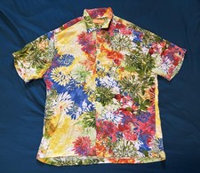 Jams World Shirt Mens Medium Multicolor Floral Hawaiian Button Up Short Sleeve picture