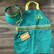 Vintage Fisher-Price McDonald’s Cashier Kid’s Costume Visor Name Tag Apron picture