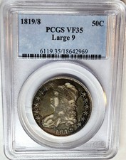 Choice 1819/8 Capped Bust Half Dollar 50C PCGS VF-35 (Large 9) picture