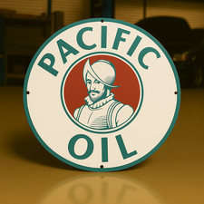 Vintage Pacific Oil Heavy Metal Sign XL    - 19.7