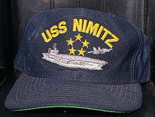 Vintage USS Nimitz New Era Snapback Hat USA Made Navy Green Underbrim picture