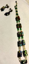 Vintage Venetian Millefiori and Drawn Glass Beads Beaded Demi Parure picture
