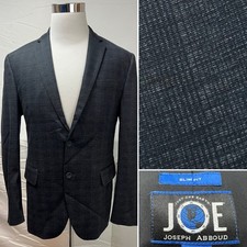 Joe Joseph Abboud Men’s XL Slim Fit Stretch Black Plaid Blazer Jacket Sport Coat picture
