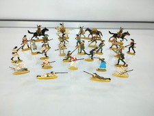 RARE 28 Vtg German Flat Lead Figures American Pioneers Trappers Settlers Women picture