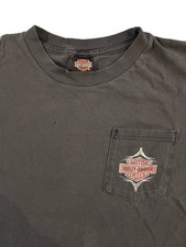Vintage Faded 90s Harley Davidson Tribal Shield Pocket T-shirt  picture