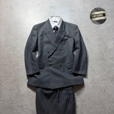 Vintage Double Breasted Suit Mens M Gray 2 Piece Classic Formal Set Rare picture