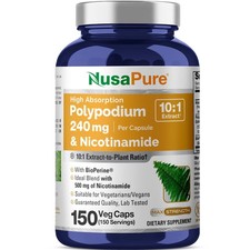 NusaPure Polypodium Nicotinamide Capsules, 240 mg, 150 Veg Capsules NonGMO, S... picture