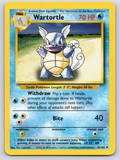 1999 POKEMON BASE SET UNLIMITED WARTORTLE 42/102 UC NM A97889 FREE S&H picture