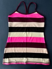 Lululemon Women's Power Y Tank Top Striped Built In Bra Scoop Neck Size, 6 picture