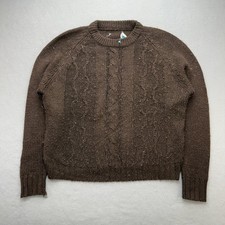 Vintage 60s Carol Brent Acrylic Sweater Brown Cable Knit Size 42 picture