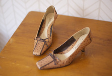 Vintage 80s Tan Brown Ostrich Leather J. Renee Heels Pump Size 8 picture