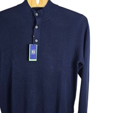 FootJoy Mens Seed Stitch Sweater Navy Blue Mock Neck Golf Pullover 33230 XL NEW picture