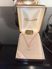 Vintage Kremente14KGold OverlayGenuineOpal Twin Bud Pendent Necklace  picture
