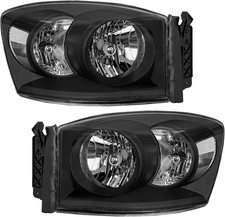 DimFlux Headlights Assembly for 06-08 Dodge Ram 1500 2500 3500 Black Housing picture