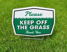 Double Sided Please Keep Off Grass Yard Sign with Stake(1pk, 2pk, 3pk, 4pk, 6pk) picture