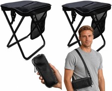 GMOX 2PCS Compact Collapsible Stool Pocket Chair for Fishing Hiking Camping picture
