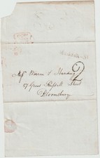 1839 DEC 13? LONDON WRAPPER MADDOX-ST PMK & H/S 2 TO BLOOMSBURY - 2d IN 4d POST picture