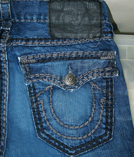 HOT AUTHENTIC USA Men TRUE RELIGION 859 RICKY SUPER QT -BK STRAIGHT Jeans 33 x34 picture