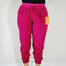 Ramy Brook Crop Jogger Pants Women's XS Dark Fuchsia Drawstring New picture