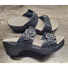 DANSKO Sophie Sandals Womens 37 Black Metallic Leather Comfort Shoes NEW picture