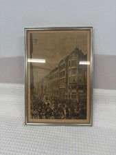 Vintage 1888 Copenhagen Denmark Østergade Street Scene Wood Engraving Framed picture
