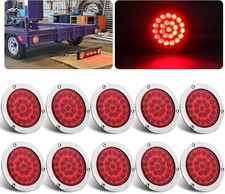 10 Pcs 4 Inch Round Led Trailer Tail Lights Red 24LED, Sealed 4